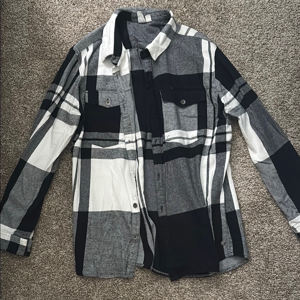 Roxy Gray and Black Plaid Shirt